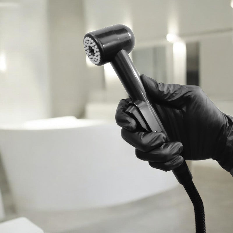 Premium Muslim Shower Head 7"inches for Bathroom and Toilets in Glossy Black | Durable ABS Plastic | High Water Pressure | Easy Installation