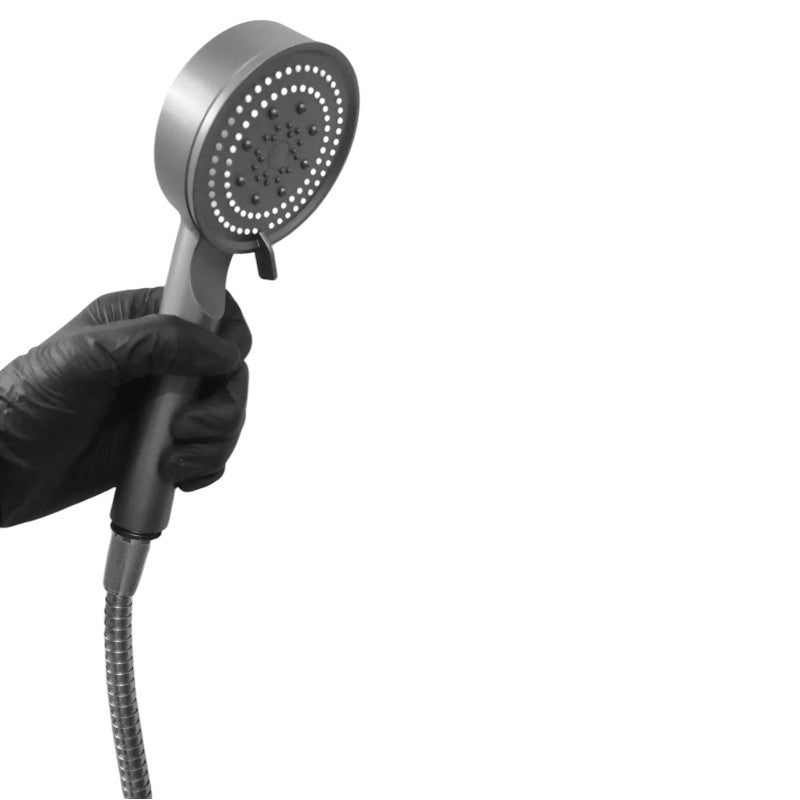 5 in 1 Hand Shower Set with Mist for Bathing in Matt Dark Grey | Durable ABS Plastic | 9" inches Head and 1.5 Meter Stainless Steel Chrome Pipe