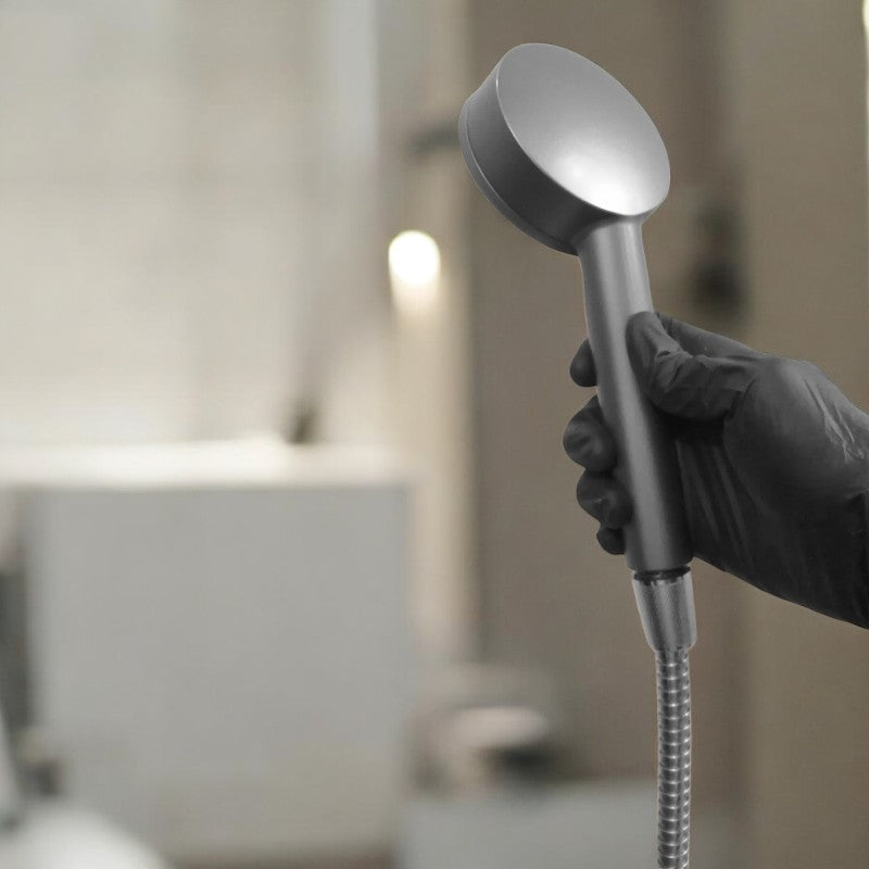 5 in 1 Hand Shower Set with Mist for Bathing in Matt Dark Grey | Durable ABS Plastic | 9" inches Head and 1.5 Meter Stainless Steel Chrome Pipe