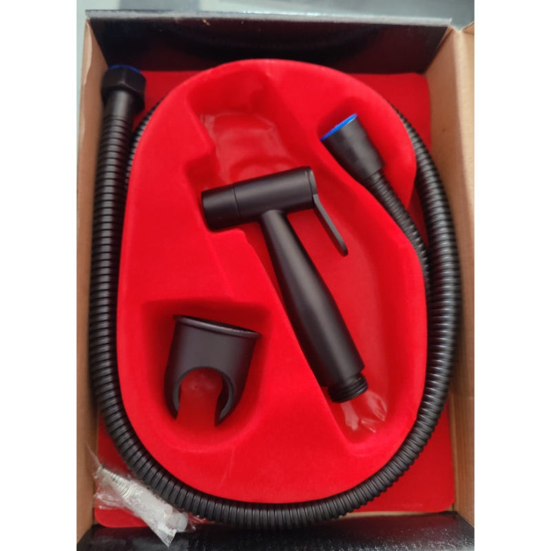 Matt Black Heavy Duty Stainless Steel Muslim Shower Set 5"inches Head + 1.2 Meter Pipe | High Water Pressure | Easy Installation | Bathroom and Toilets