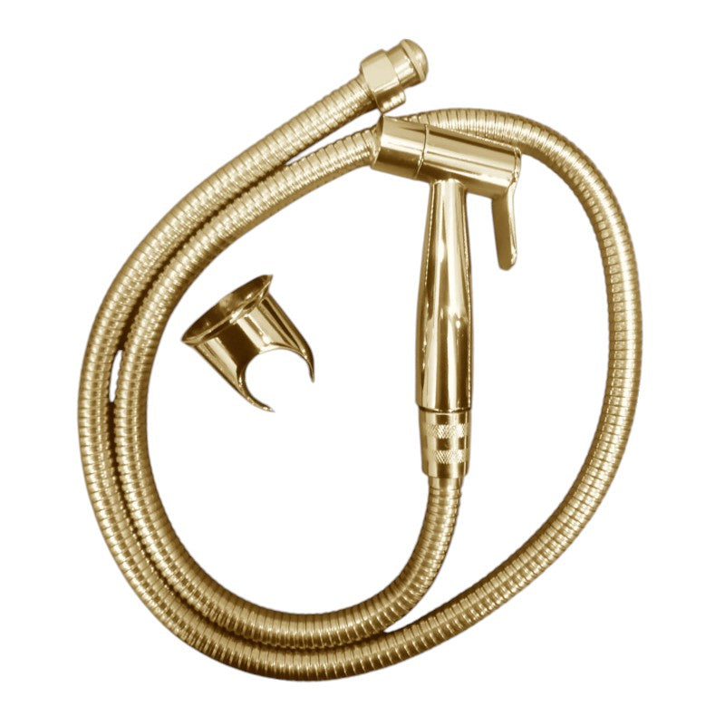 Shiny Gold Heavy Duty Stainless Steel Muslim Shower Set 5"inches Head + 1.2 Meter Pipe | High Water Pressure | Easy Installation | Bathroom and Toilets