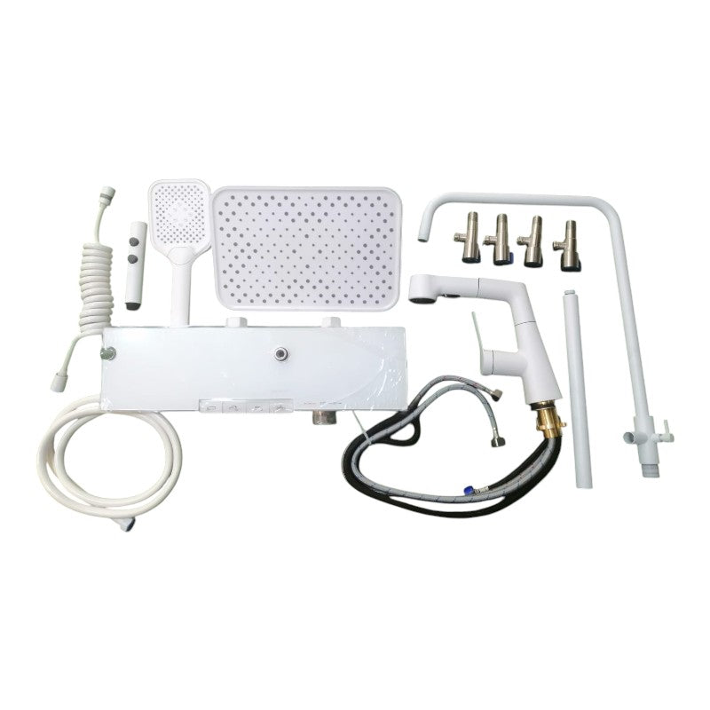 Premium Piano LED Bathroom Shower Set with Basin Mixer