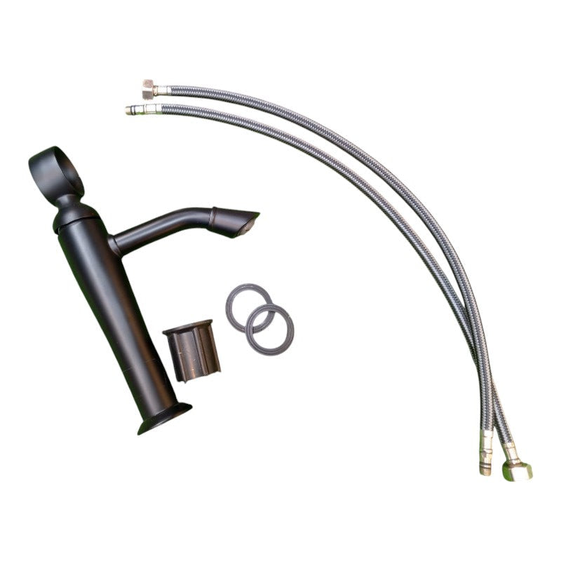 Top Ring Wash Basin Faucet Matt Black in Stainless Steel  | Hot and Cold Mixer | Easy to Install