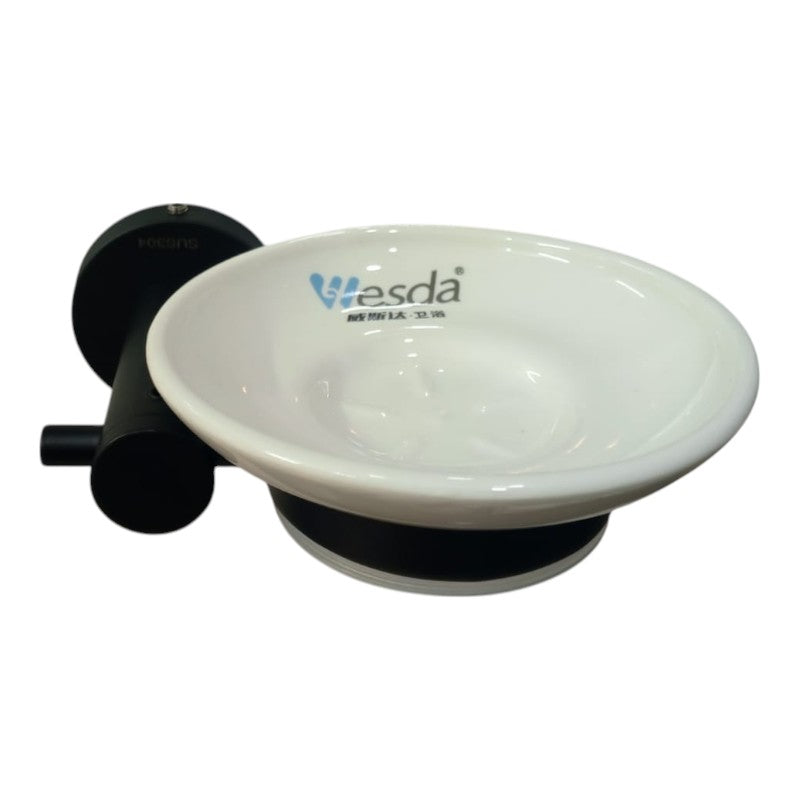 Wesda Soap Holder Stainless Steel with Ceramic Plate in Matt Black