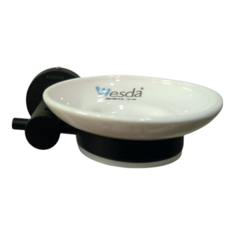Wesda Soap Holder Stainless Steel with Ceramic Plate in Matt Black