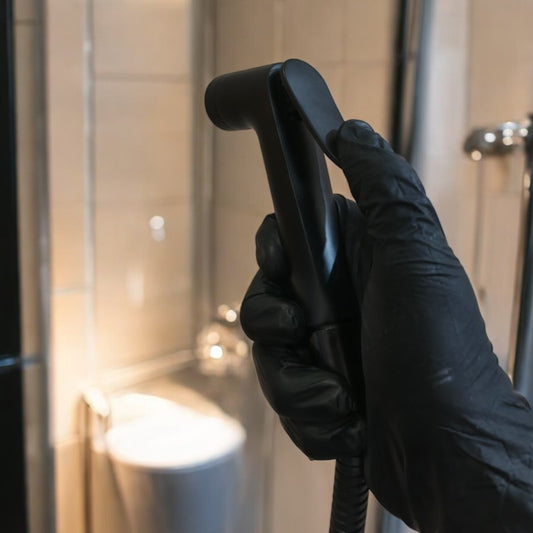 Heavy Duty Brass Muslim Shower Set in Matt Black | 5"inches Head + 1.2 Meter Pipe | High Water Pressure | Easy Installation