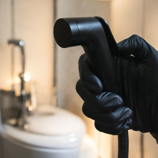Matt Black Heavy Duty Stainless Steel Muslim Shower Set 5"inches Head + 1.2 Meter Pipe | High Water Pressure | Easy Installation