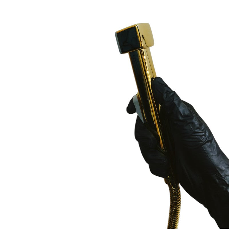 Premium Muslim Shower Set 7"inches Head + 1.2 Meter Pipe Shiny Gold | High Water Pressure | Easy Installation | Bathroom and Toilets | ABS Plastic Head + Stainless Steel Pipe