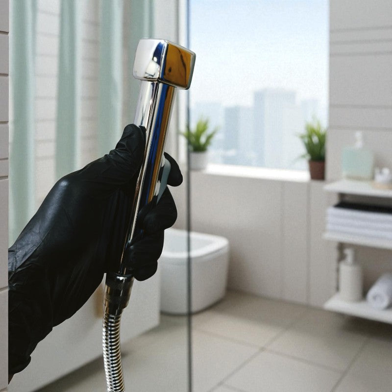 Premium Muslim Shower Set 7"inches Head + 1.2 Meter Pipe Shiny Chrome | High Water Pressure | Easy Installation | ABS Plastic Head + Stainless Steel Pipe