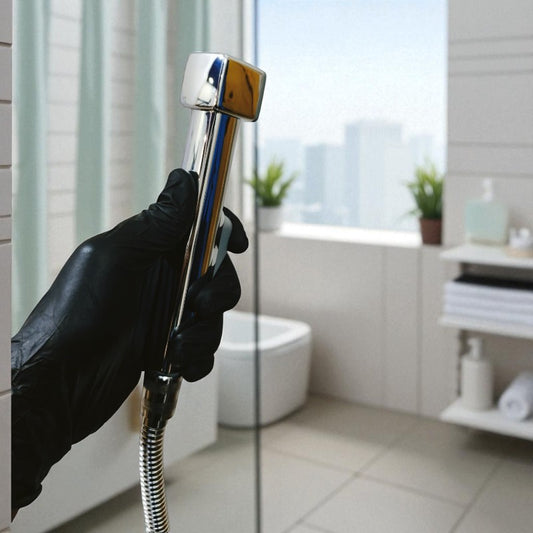 Premium Muslim Shower Set 7"inches Head + 1.2 Meter Pipe Shiny Chrome | High Water Pressure | Easy Installation | Bathroom and Toilets | ABS Plastic Head + Stainless Steel Pipe