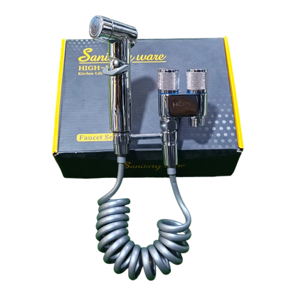 2 in 1 Double Heavy T-Cock Stainless Steel with Toilet Shower Set in ABS Plastic | Black, Chrome & Gun Grey