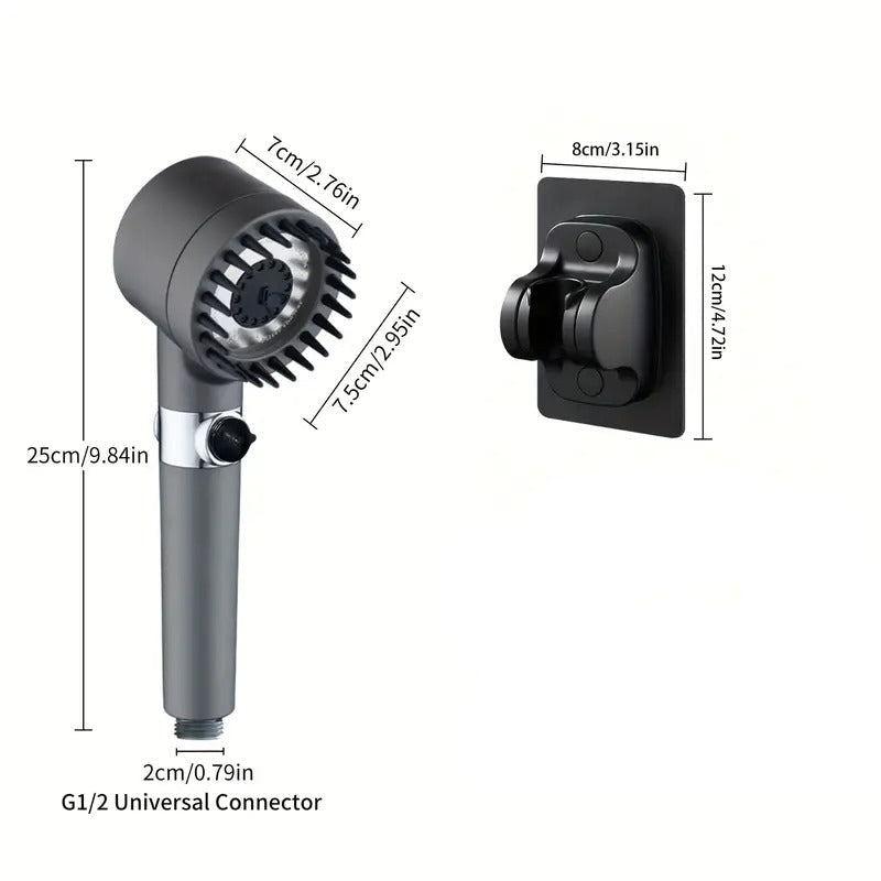 5 in 1 Function Massage Hand Shower Head | High Pressure | Silicon Massage Brush | Water Filter | Wall Mounted