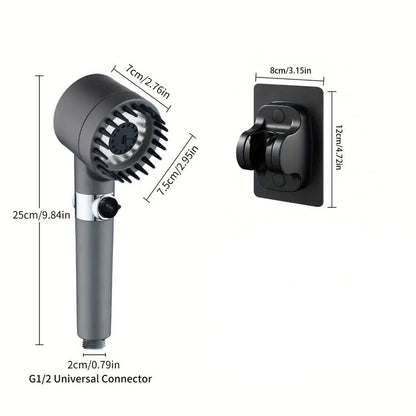 5 in 1 Function Massage Hand Shower Head | High Pressure | Silicon Massage Brush | Water Filter | Wall Mounted