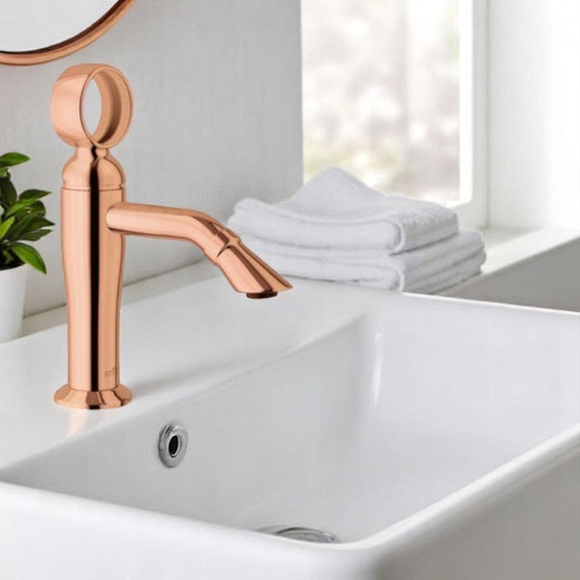 Top Ring Wash Basin Faucet Rose Gold in Stainless Steel  | Hot and Cold Mixer | Easy to Install