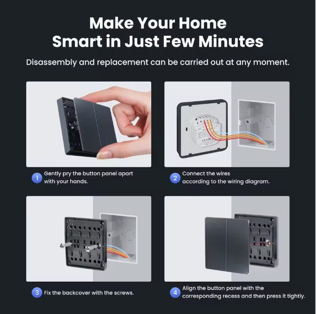 Smart Wi-Fi Double Push Button Wall Switch