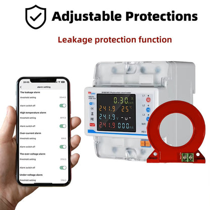 Switchora Smart WiFi Circuit Meter 4P 3 Phase 100A – Bidirectional Metering, Solar Ready, Tuya App