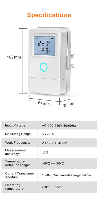 Smart Wi-Fi Energy Meter Bidirectional 3 Channel Export and Import Power with LCD