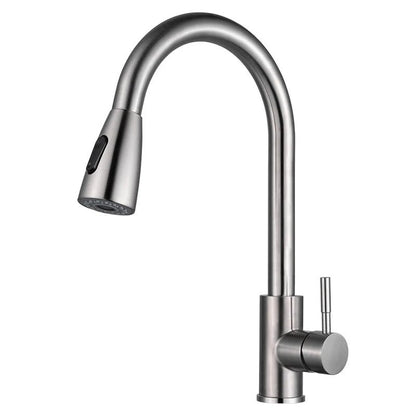 Premium 15" inches Pull Out Kitchen Faucet Stainless Steel in All Silver | Shower and Bubble Modes | Hot and Cold Mixer | Splash Proof | 360° Moveable