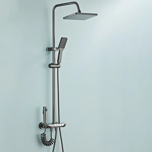Piano Button Complete Bathroom Set in Stainless Steel with Basin Mixer Mettalic Grey