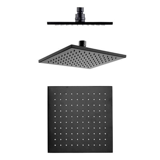 Rain Shower 6" to 16" inches in Heavy Duty Stainless Steel Matt Black | 360° Adjustable | Silicon Nozzles