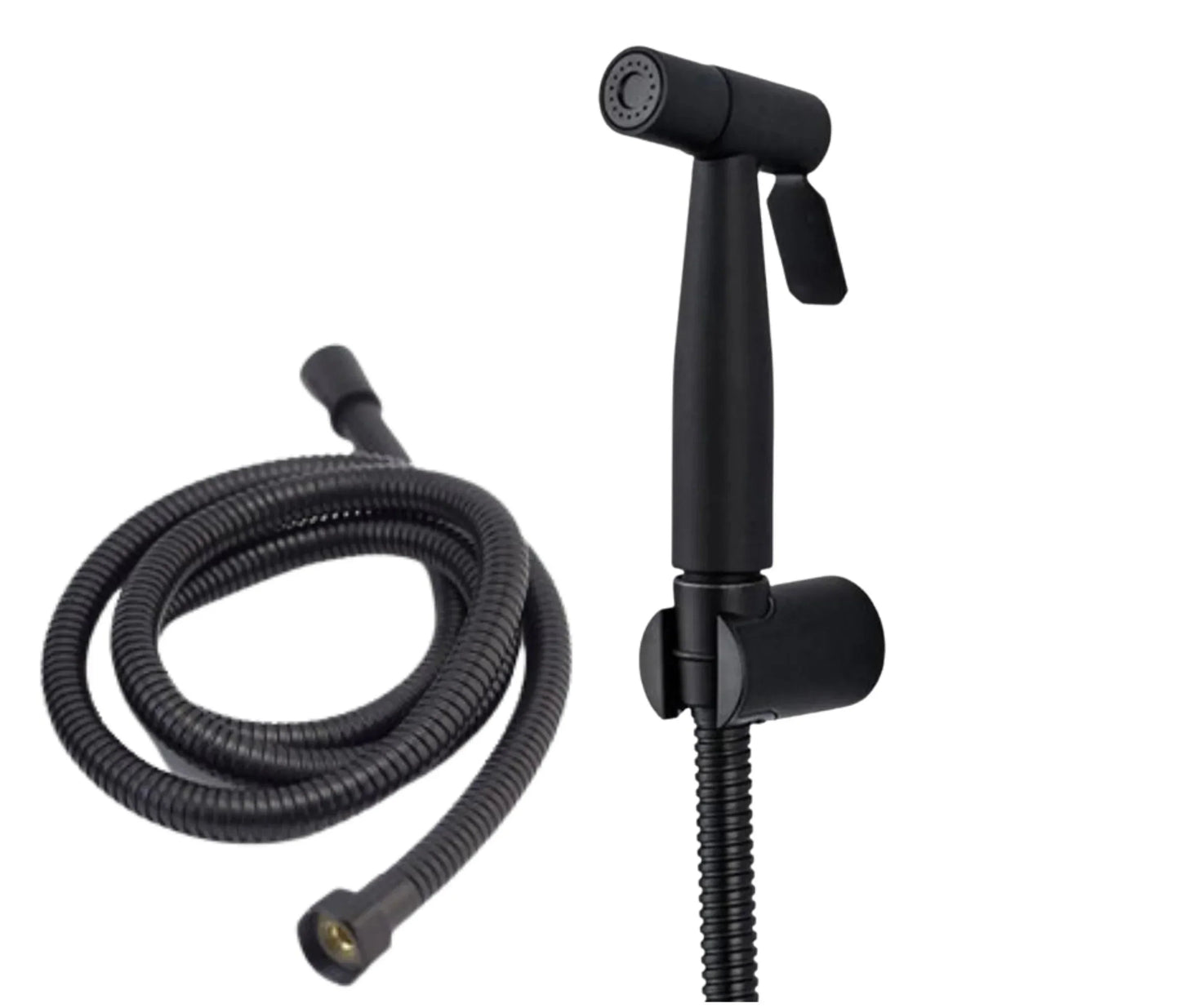 Stainless Steel Muslim Shower Set 5"inches Head + 1 Meter Pipe in Matt Black | High Water Pressure | Easy Installation | Bathroom and Toilets