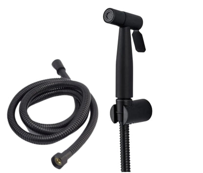 Stainless Steel Muslim Shower Set 5"inches Head + 1 Meter Pipe in Matt Black | High Water Pressure | Easy Installation | Bathroom and Toilets